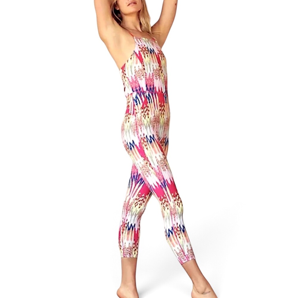 Free People Movement Large Jumpsuit She's Got Rythym Pink Lace Up Back catsuit